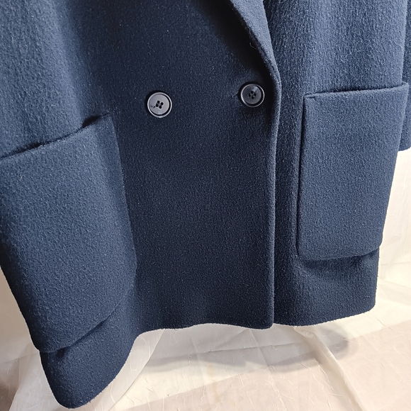 Jones New York Women's 100% Wool Overcoat Vintage Navy Blue Size M - Picture 4 of 11